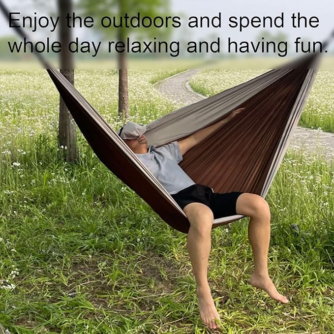 Polyester Hammock with Small Storage Bag Portable Tree Hanging Type Load-Bearing Outdoor Camping Hammock(Orange-Yellow)