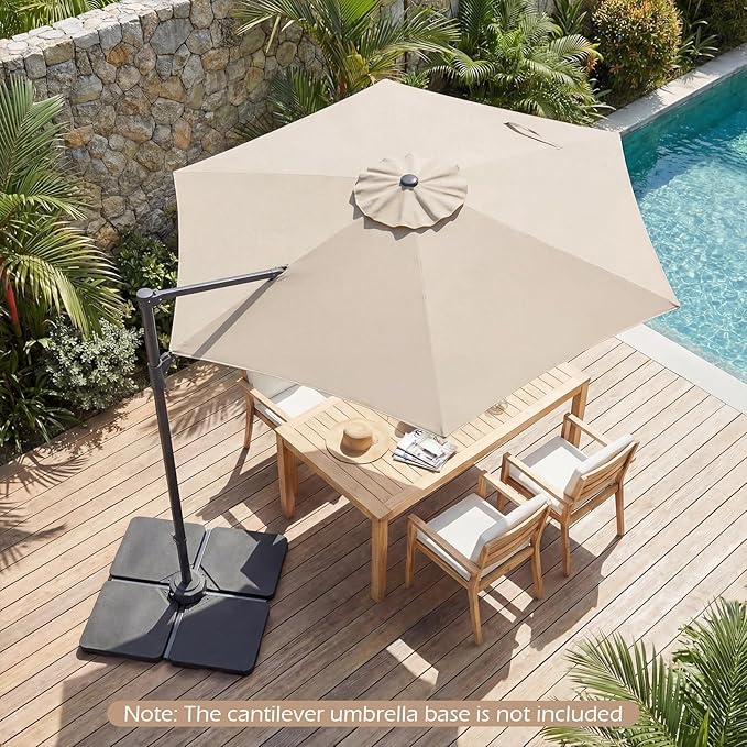 Tangkula 10FT Patio Umbrella, Offset Cantilever Outdoor Umbrella with 360 Degree Rotation, Air Vent, Cross Base for Pool Deck Garden Backyard (Beige)
