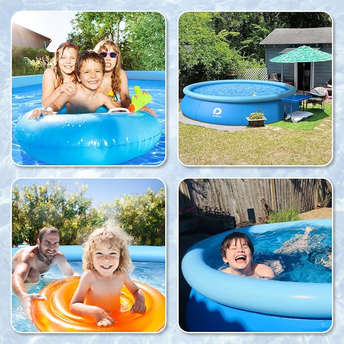 Inflatable Swimming Pool, Blow up Pool, Round Inflatable Pools Adult, Family Swimming Pool 8ft x 25in, Top Ring Summer Water Party Pools for Outdoor, Backyard