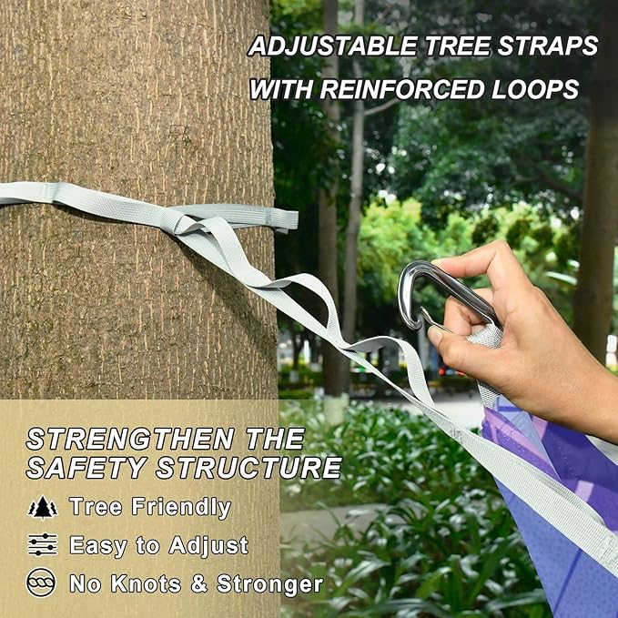 Cartoon Purple Morning Glory Flowers Birds 330lb Capacity Hammocks for Camping with Portabl Carry Bag Hanging Hammock for Patio Backyard Lounge Base jamaca para Patio