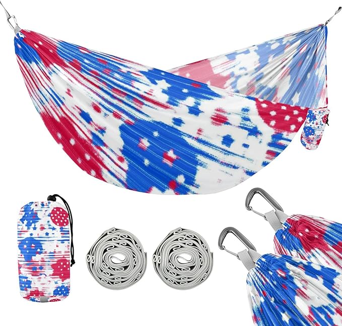 4th of July Independence Day Red White Blue 330lb Capacity Outdoor Hammocks Cloth Hammock for Outside Camping Essentials hamaca para adultos