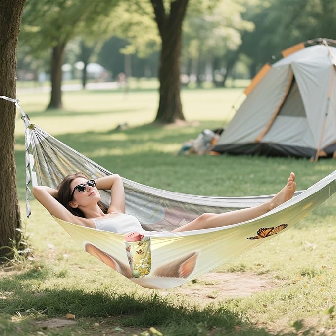 Hammocks for Outside Easter Bunny Camping Hammock Portable Hammocks with Tree Straps and Carry Bag Camping Accessories for Hiking Beach Outdoor