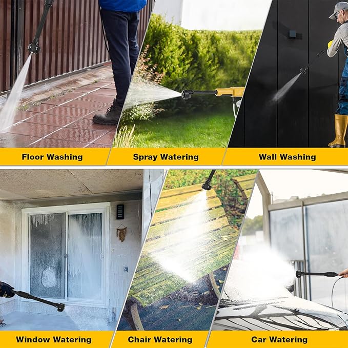 20V Cordless Pressure Washer Max 560 PSI High Pressure Power Washer Portable Handheld Cleaner with 2pcs Rechargeable 1.5Ah Battery, 6 in 1 Nozzles for Car Bike Garden Patio Fence & Home Cleaning