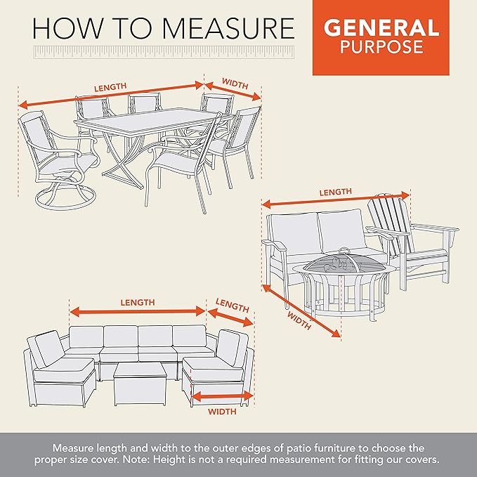 Modern Leisure 2923 Chalet Patio Table & Chairs, Furniture Set, Outdoor Cover, for Rectangular and Oval Tables (44 L x 72 D x 23 H) Water-Resistant, Beige