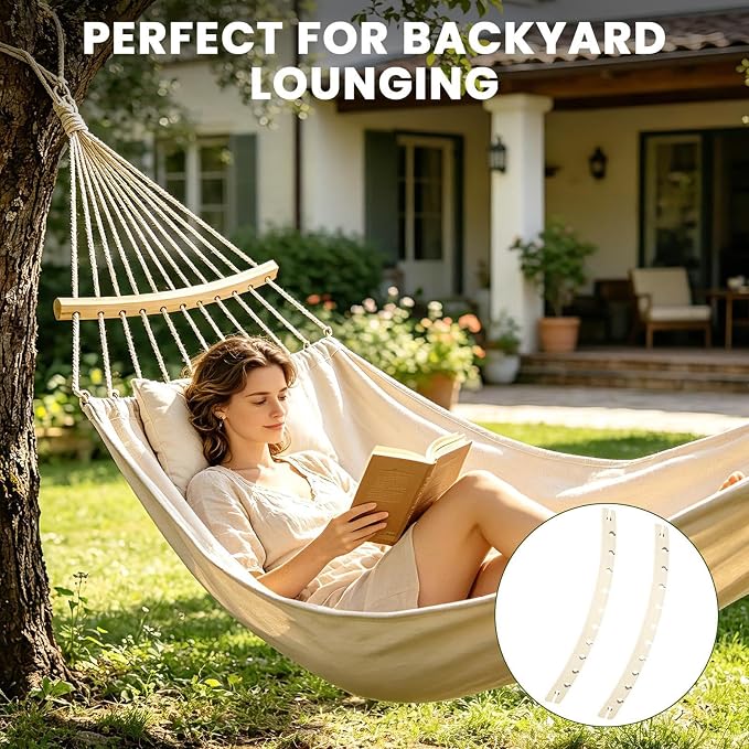 Hammock Spreader Bars 2pcs, 12 Hole Detachable Wooden Design, 40cm/50cm, Outdoor Hanging Hämmock Support Bars, Hammock Replacement Accessories, for Garden Camping Patio