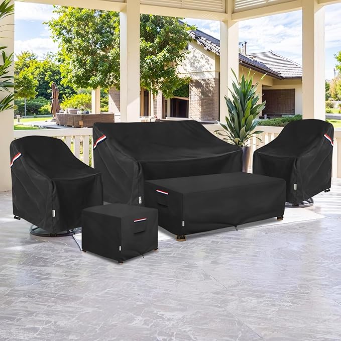 Outdoor Coffee Table Cover Waterproof, Heavy Duty Patio Rectangular Side Table Covers, 36W x 24D x 16H Inches Outdoor Tables Cover (Black)
