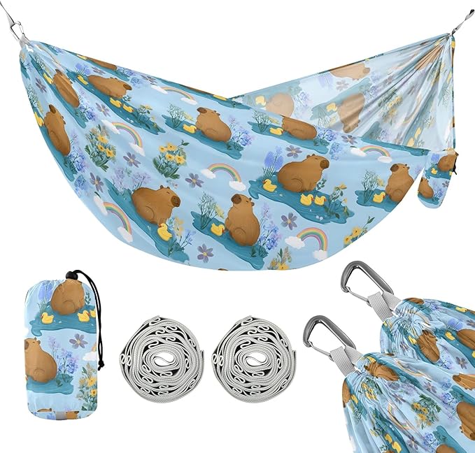 Camping Hammock Outdoor Hammocks for Outside Duck Capybara Lovely Beach Trees Portable Lightweight with Pockets Tree Straps Indoor