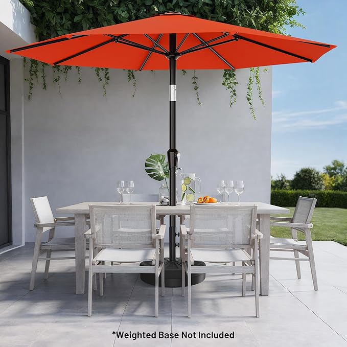AreShark 10 FT Outdoor Patio Umbrella, Patio Table Umbrella with Push Button Tilt and Crank, Outdoor Patio Umbrellas with 8 Fiberglass Ribs, Patio Umbrellas for Market, Garden, Pool (Orange)