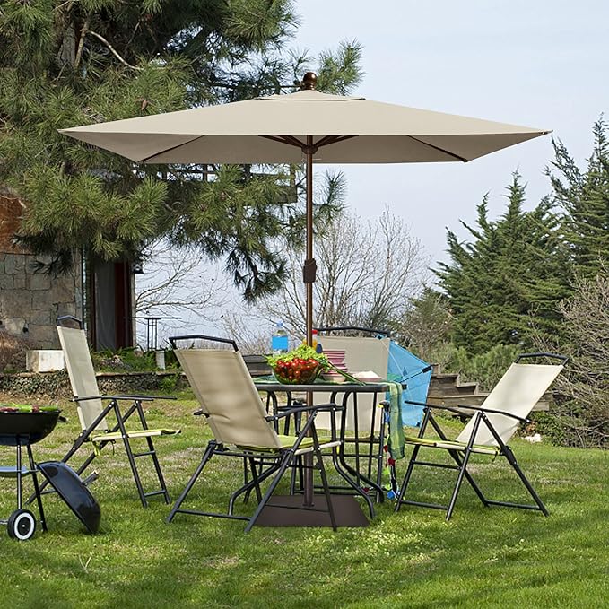 EliteShade USA 10-Year-Non-Fading 6.5x10Ft Rectangular Market Patio Umbrella, UPF 50+ UV Protection Performance Sun Umbrella, Heavy Duty Commercial Grade Outdoor Table Umbrella with Crank, Windproof Vented Top for Garden, Pool, Deck and Outdoor Playset...