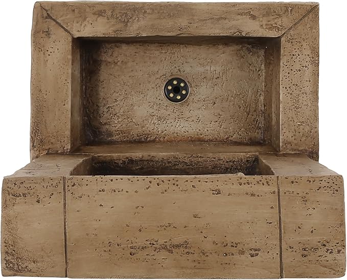 35.25” H Outdoor Water Fountain, Faux Stone Brickwork Effect Garden Fountain with LED Lights, Floor-Standing Weather-Resistant Water Feature for Patio, Backyard, Pool, Deck Decor