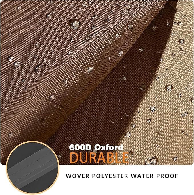 Waterproof Patio Loveseat Cover, 76W x 32.7D x 33H inches Heavy Duty 600D Weather-Resistant Outdoor Furniture Protector Beige and Brown