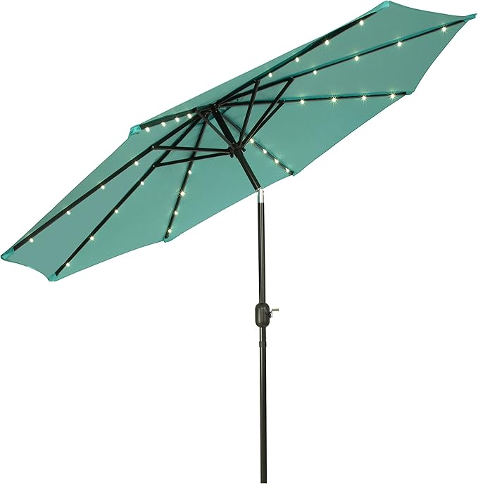 Trademark Innovations Deluxe Solar Powered LED Lighted Patio Umbrella - 9'