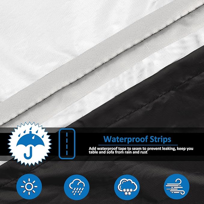 Wanocean Patio Furniture Covers Waterproof, Outdoor Furniture Cover with Storage Bag, Outdoor Table and Chair Cover for Rain, UV, Snow and Dust（98" L x 98" W x 35" H）