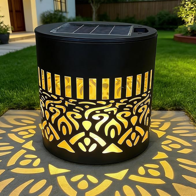 Decorative Solar Mandala Lights | Metal Solar Powered Outdoor Wall & Step Lighting | Waterproof Garden/Patio/Fence Lights with Auto On/Off | Mandala Pattern Backyard Decor for Deck,Post,Yard (2)