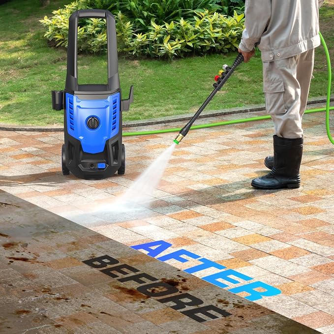 5000PSI Pressure Cleaner, High Power Cleaner Machine, with 4 Nozzle and Soap Bottle for Cars/Fences/Driveways/Home/Patios (Blue)