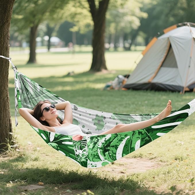 Green Leaves Camping Hammock Fabric for Outside Patio Garden