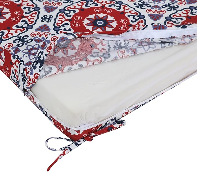 FUNHOME Outdoor Bench Cushion Cover 45 x18 x 3 inch,Water Resistant Cover with Zipper&Ties,Fade-Resistant Slipcover,Patio Porch Swing Cushion Cover Replacement Only,No Insert(Red Medal)