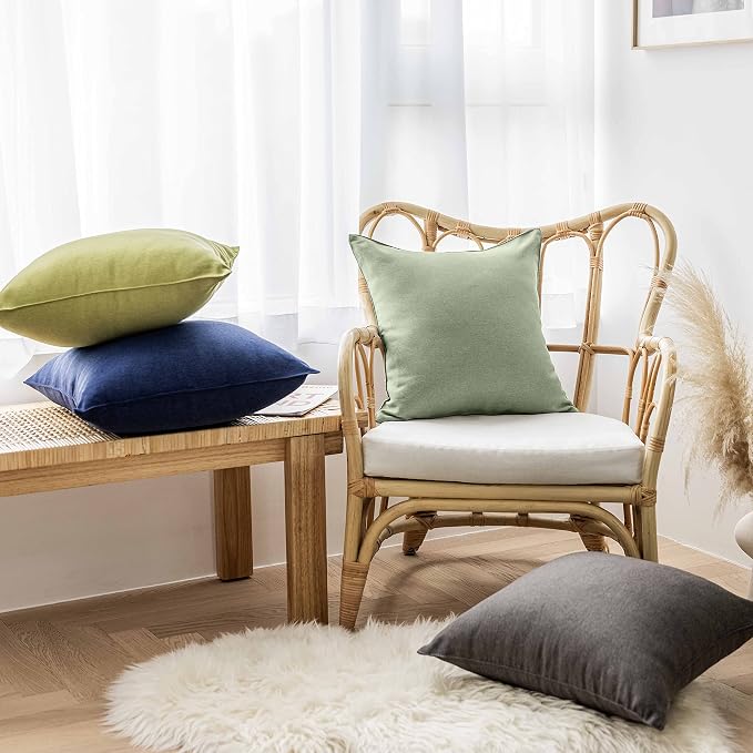 Home Brilliant Outdoor Pillows for Patio Furniture Waterproof Linen Pillow Covers Modern Throw Pillow Covers for Living Room, 4 Pieces, 16 inches(40 x 40cm), Dark Blue