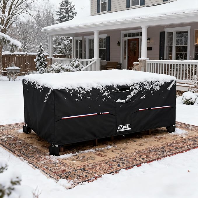 Patio Furniture Covers,Outdoor Furniture Cover Waterproof,600D Rectangular Patio Heavy Duty Table Cover,Outdoor Dining Table and Chair General Purpose Furniture Covers 62"L x 62"W x 28"H-Black