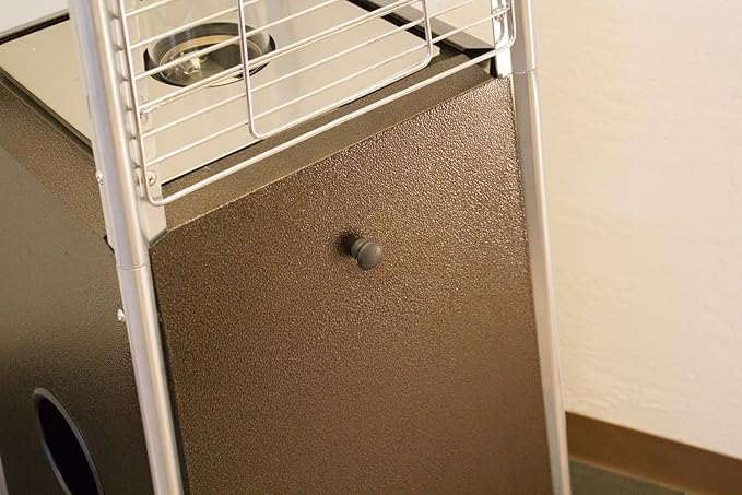 Hiland HLDSO1-GTHG 91-Inch Tall Quartz Glass Tube Heater - Black + Cover and Stainless Steel table