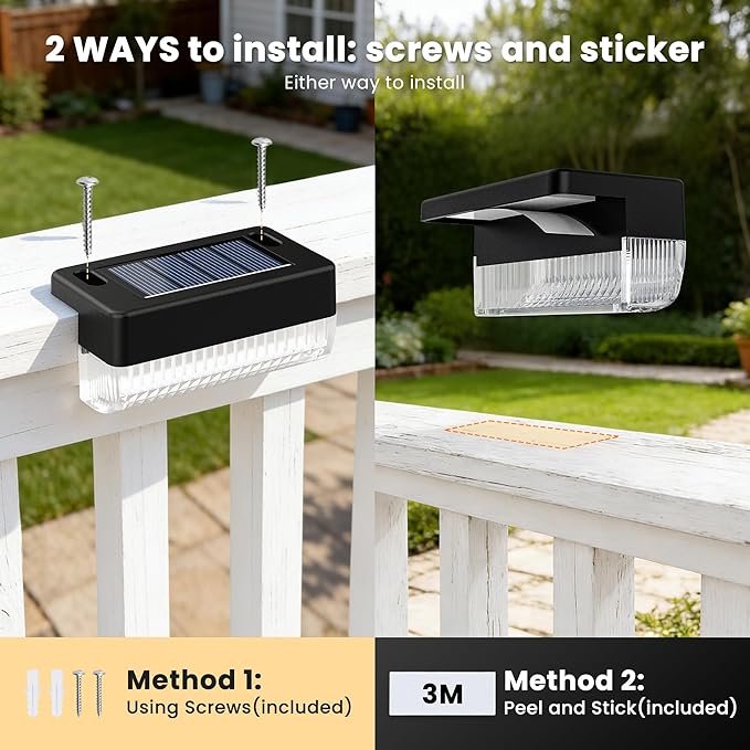 Solar Deck Lights Outdoor 12 Packs, Solar Powered LED Step Lights Waterproof Outdoor for Deck, Step, Fence, Wall, Patio, Yard, Pool, Pathway and Stairs (Warm White)
