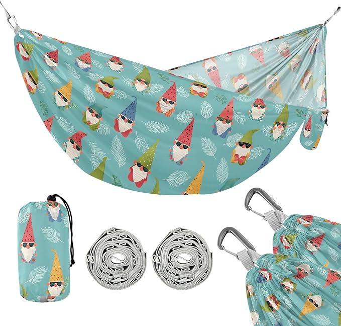Camping Hammock Outdoor Hammocks for Outside Gnome Watermelon Hat Beach Trees Portable Lightweight with Pockets Tree Straps Indoor