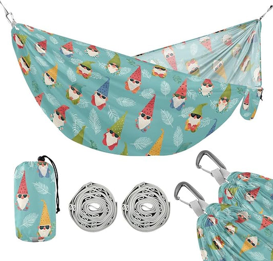 Camping Hammock Outdoor Hammocks for Outside Gnome Watermelon Hat Beach Trees Portable Lightweight with Pockets Tree Straps Indoor