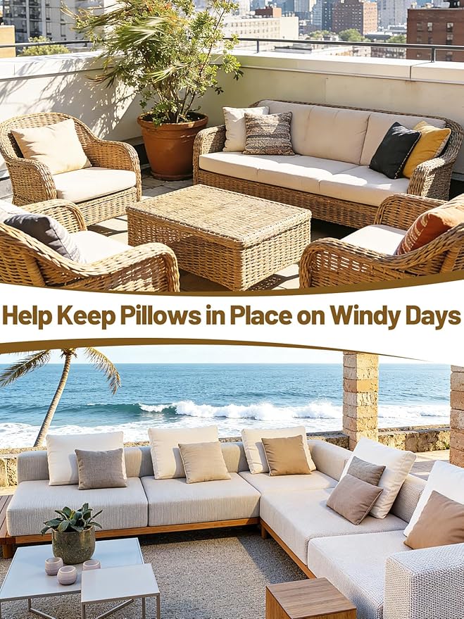 Apipi Wind Resistant Weighted Pillow Inserts for Outdoor - 4 Pack 1lb Each Hidden Weighted Inserts Help Keep Pillows in Place, Easy to Install & Remove for Windy Patios, Beach & Desert, 8" x 7"