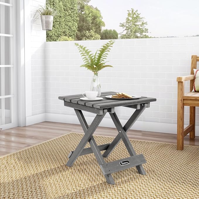 FUNBERRY Outdoor Folding Adirondack Side Table, Patio End Table | No Assembly, Portable, HDPE All Weather, No Rot, No Rust, No Crack, Save Space, Easy-Clean for Indoor or Outdoor