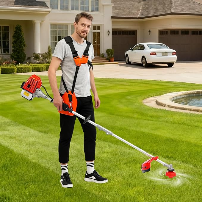2-Stroke Weed Eater Gas Powered, 51.7cc Gas Hedge Trimming Tools with Extension Pole, Gardener Hedge Shears for Cutting Sawing Lawn Edges, Lawns, 6500rpm