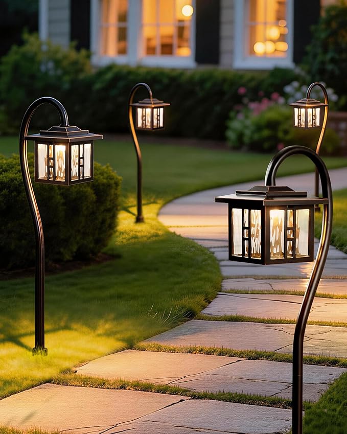LITFIT Low Voltage Landscape Lighting 4-Pack, Aluminum 12V 3000K Electric Pathway Lights, Waterproof ORB Color Wired Path Lights with Connectors for Walkway Yard Garden, 50000H Integrated LED