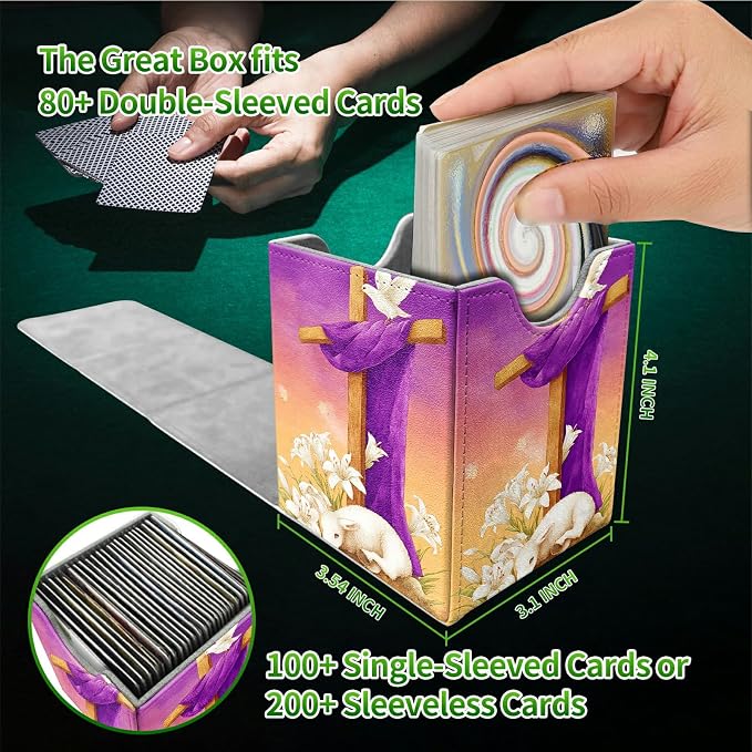 Goat Pigeon Card Deck Box for MTG, Personalized Card Storage Case Fits 120+ Sleeved Cards, Premium Leather TCG Box with Strong Magnetic Closure for Magic, CCG, PTCG, Baseball Cards