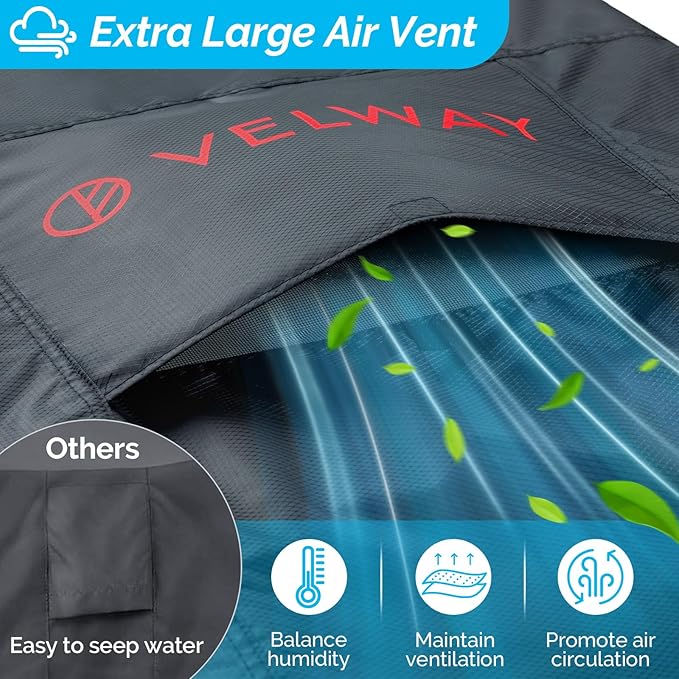 Velway Patio Furniture Cover Waterproof - Heavy-Duty 500D Upgraded Tear-resistant Outdoor Table Chair Set Cover with Windproof Buckles&Large Air Vent Anti-UV Rectangle Furniture Covers 74"x47"x28"