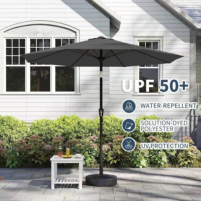 PatioKingdom 11FT Patio Umbrella,Outdoor Umbrella with Push Button Tilt and Crank,Market Table Umbrella with 8 Sturdy Fiberglass Ribs UV Protection