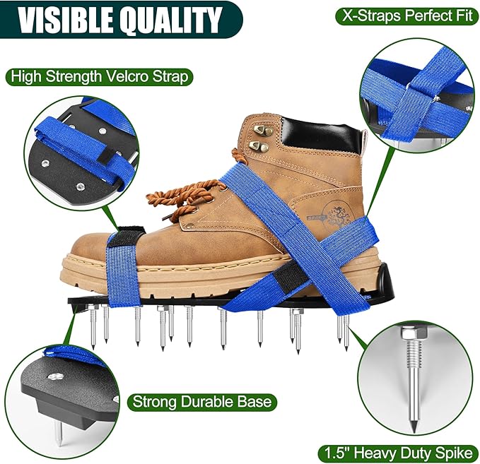 Miuwauer Lawn Aerator Shoes (Classic Version (Durable PP Sole), Black-Blue)