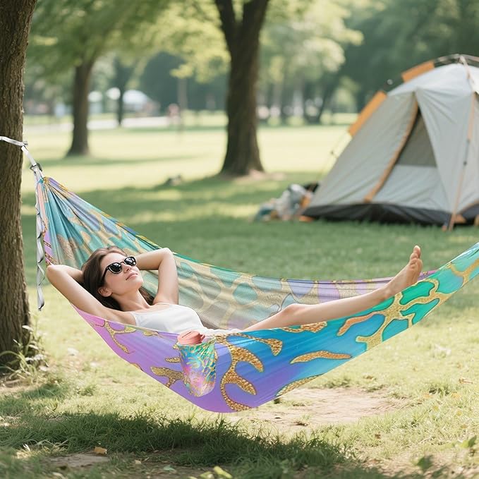 Colorful Marble Stone 330lb Capacity Hammocks with Hanging Rope Swing Hammock for Outside Patio Backyard Poolside hamacas para Patio