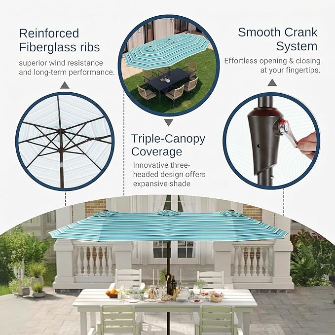 15FT Large Patio Umbrella with Base Included