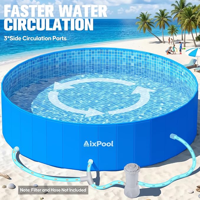 2026 Large Foldable Pool,Non-Inflatable Pool for Adult,Foldable Swimming Pool,Plastic Kiddie Portable Pool,Collapsible Kid Pool for Backyard,Oversized Easy Setup Family Pool for Adult,6.5FT