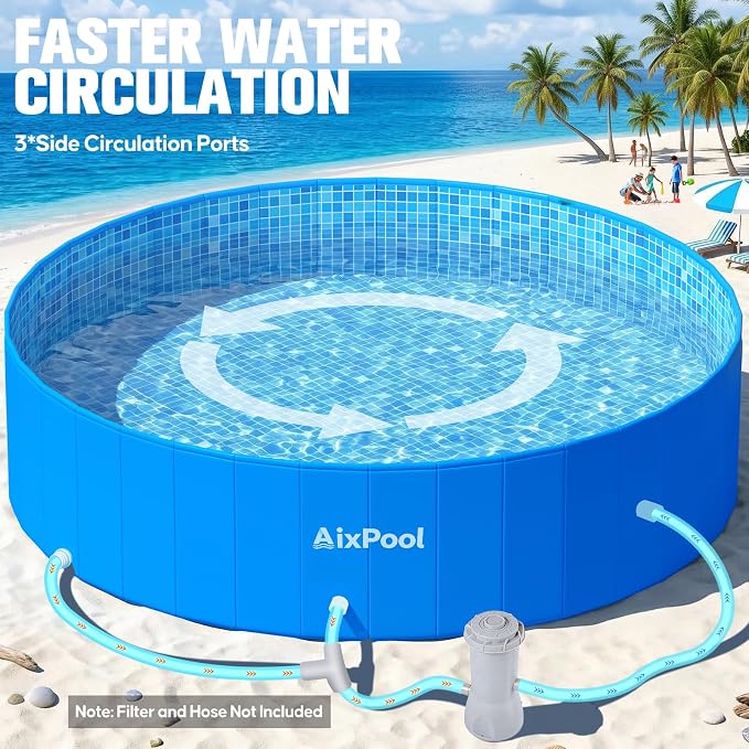2026 Large Foldable Pool,Non-Inflatable Pool for Adult,Foldable Swimming Pool,Plastic Kiddie Portable Pool,Collapsible Kid Pool for Backyard,Oversized Easy Setup Family Pool for Adult,7.6FT