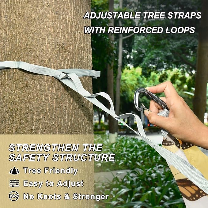Yellow White Check Plaid Butterfly 330lb Capacity Camping Hammocks with Hanging Rope Indoor Hammock for Indoor Outdoor Patio Base de hamaca para adultos