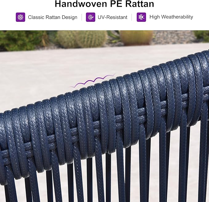 PURPLE LEAF 4-Piece Wicker Patio Conversation Set Aluminum Rattan Sofa Patio Furniture Set with Cushions and Coffee Table for Garden Backyard Grey