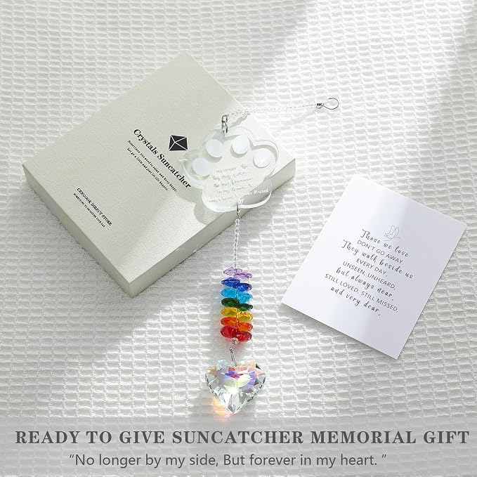 Dog Memorial Gifts for Loss of Dog, K9 Pet Memorial Crystal Suncatcher,Pet Passing Away Sympathy Remembrance Bereavement Gift (White-Pet Paw)