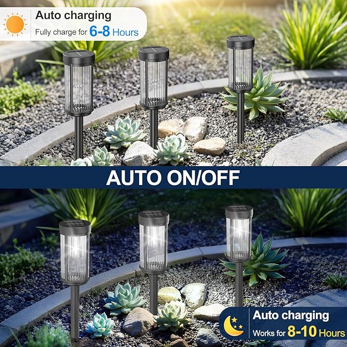 EXCMARK 2 Pack Outdoor Solar Lights Waterproof for Yard Garden Walkway Pathway Lawn Decorative Contemporary Landscape Lighting. (Cool White Light, 2)