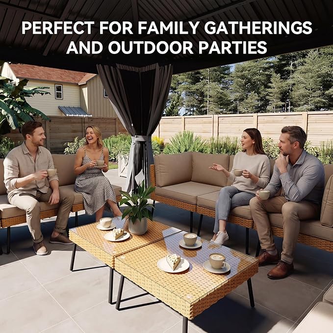 Aoxun 12' X 20' Hardtop Gazebo, Aluminum Outdoor Gazebo with Drainage System, Permanent Metal Pavilion with Privacy Curtain and Netting, for Poolside, Backyard