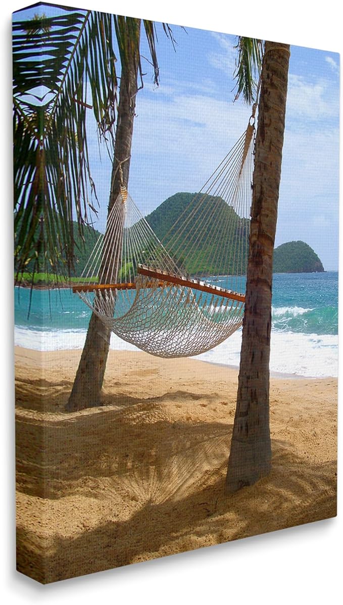 Stupell Industries Hammock on Palm Trees Canvas Wall Art Design by Noah Bay