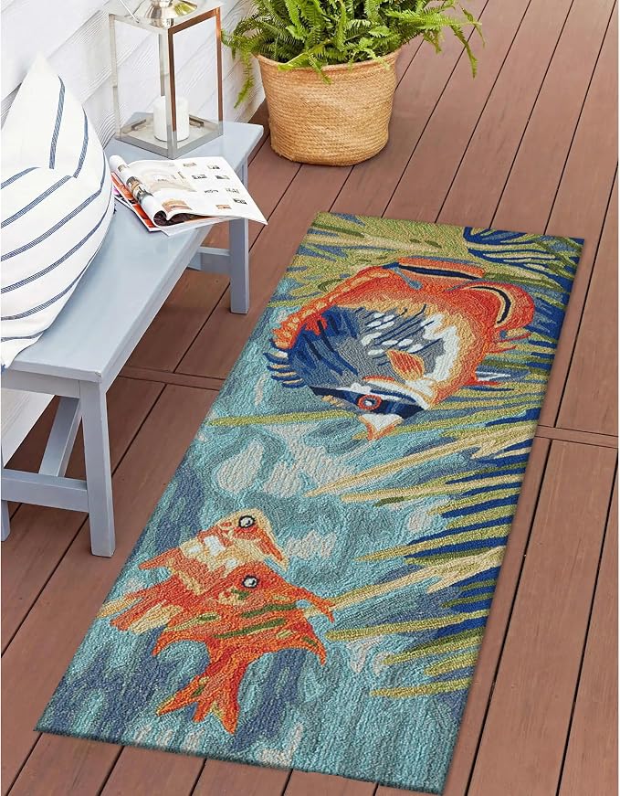 Liora Manne Ravella Indoor/Outdoor Durable Hand-Tufted UV Stabilized Rug- Tropical Fish Ocean 2' x 5'