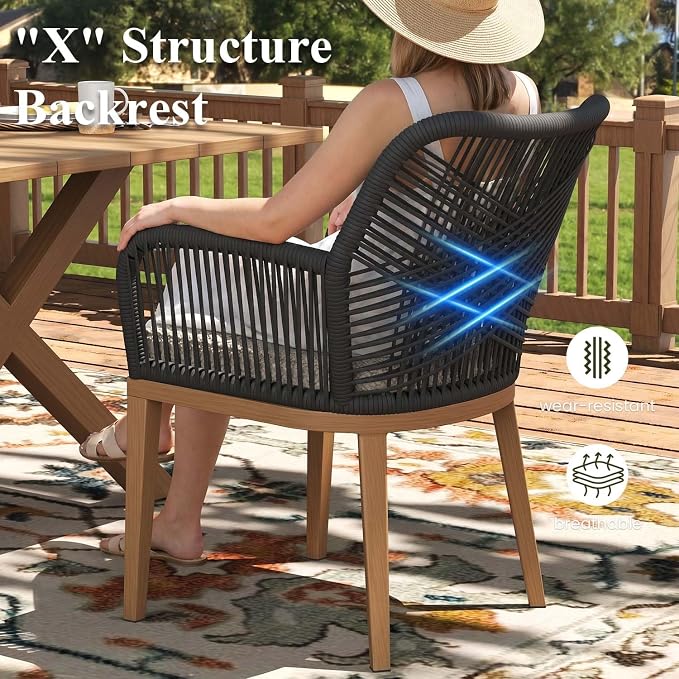 LayinSun Outdoor Dining Set for 12, 14 Pieces Patio Furniture Sets with Aluminum Dining Table and Rope Weave Chairs