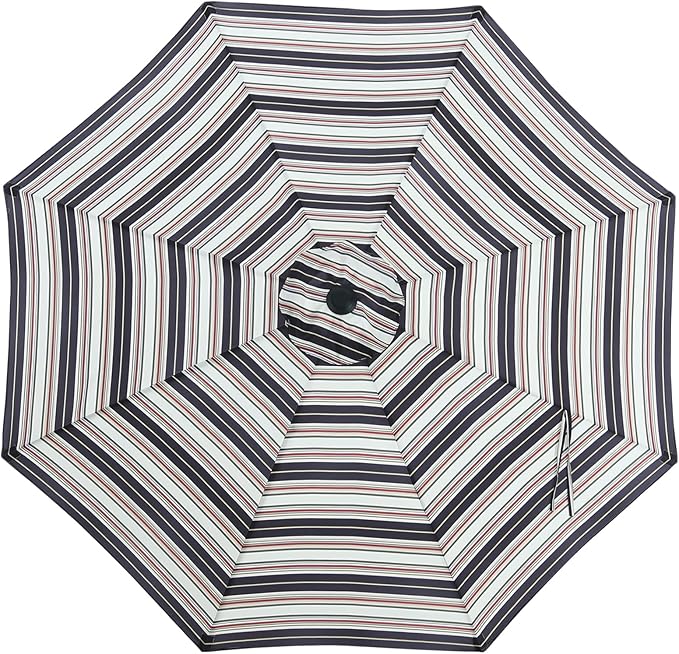 MASTERCANOPY Patio Umbrella 10 ft Replacement Canopy for 8 Ribs-Black and Red stripe Canopy Only