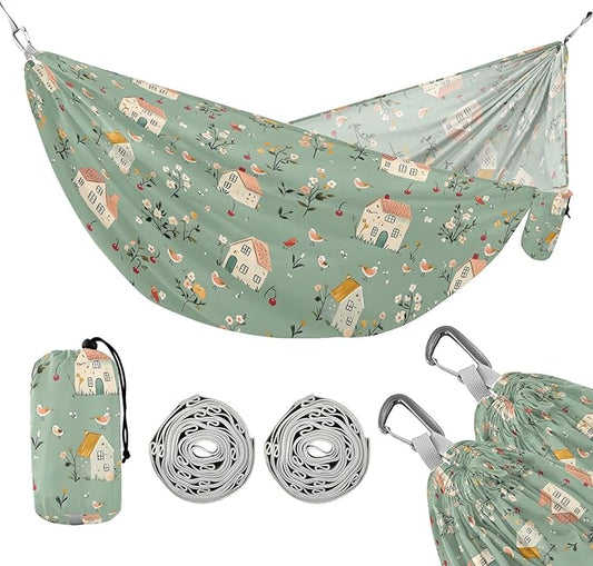 Camping Hammock Outdoor Hammocks for Outside House Bird Beach Trees Portable Lightweight with Pockets Tree Straps Indoor