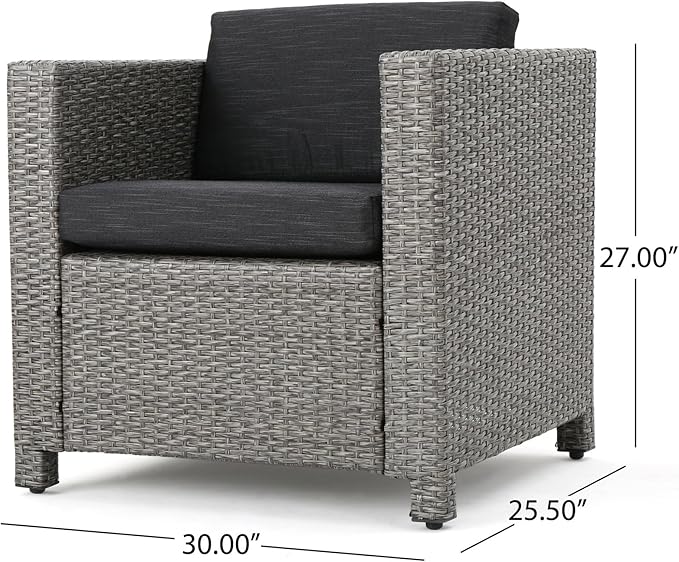 Merax Patio Conversation Chairs Furniture 4 Sets, Wicker Rattan Outdoor Couch Sofa for Garden Porch Deck Backyard Lawn Balcony, Brown+Beige